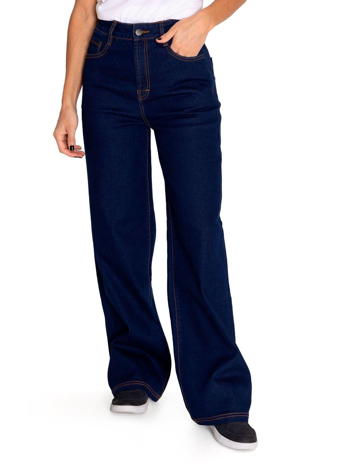 Jeans Denim Mujer Triblend Stretch Wide Leg Azul CAT-0