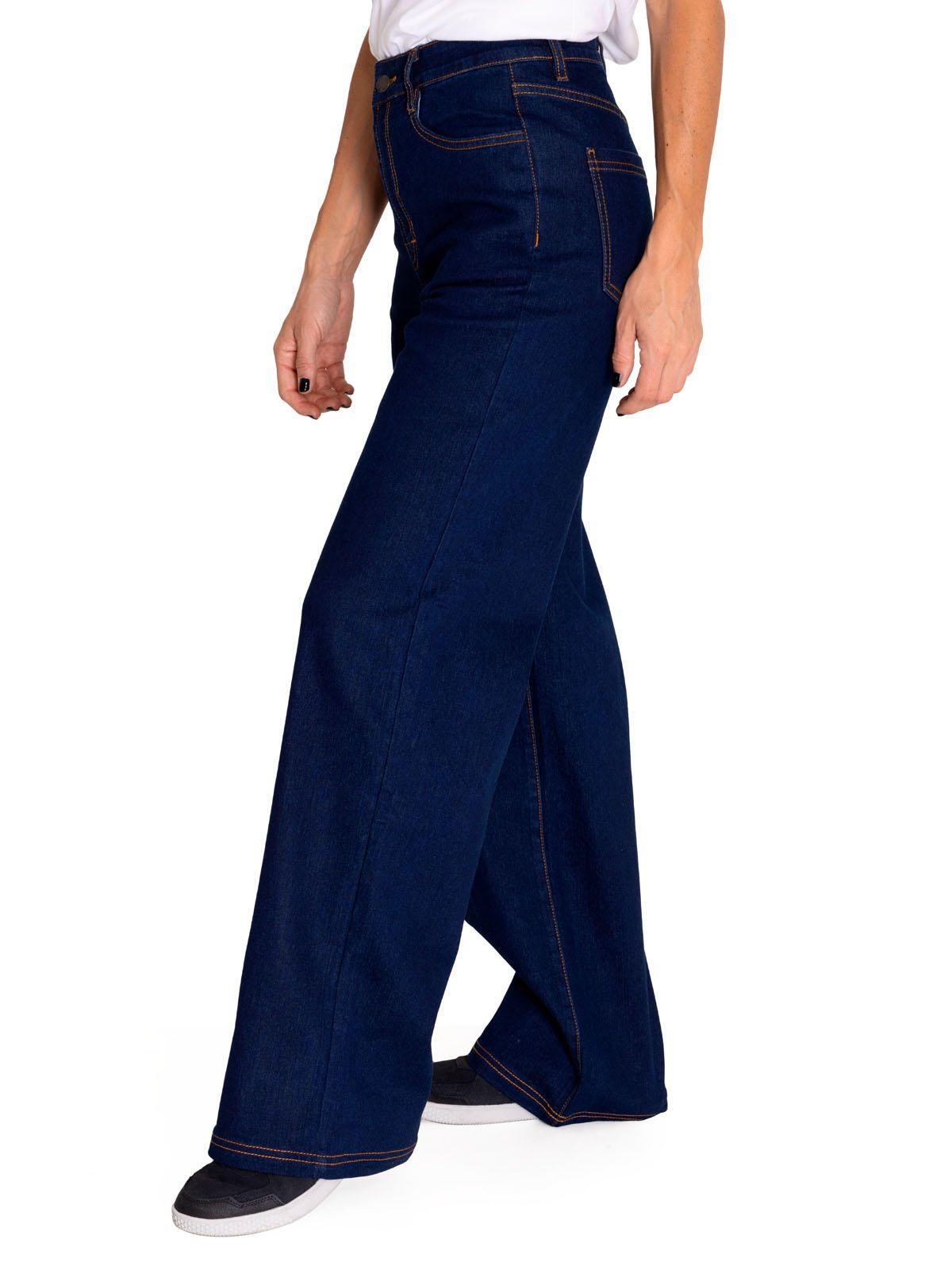 Jeans Denim Mujer Triblend Stretch Wide Leg Azul CAT-1