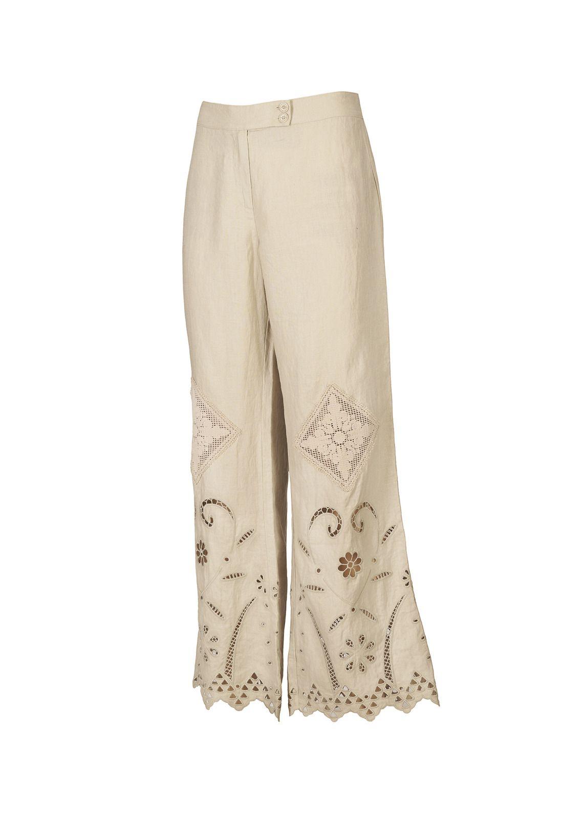 Pantalón Lino Orgánico Mujer Akina Arena-0