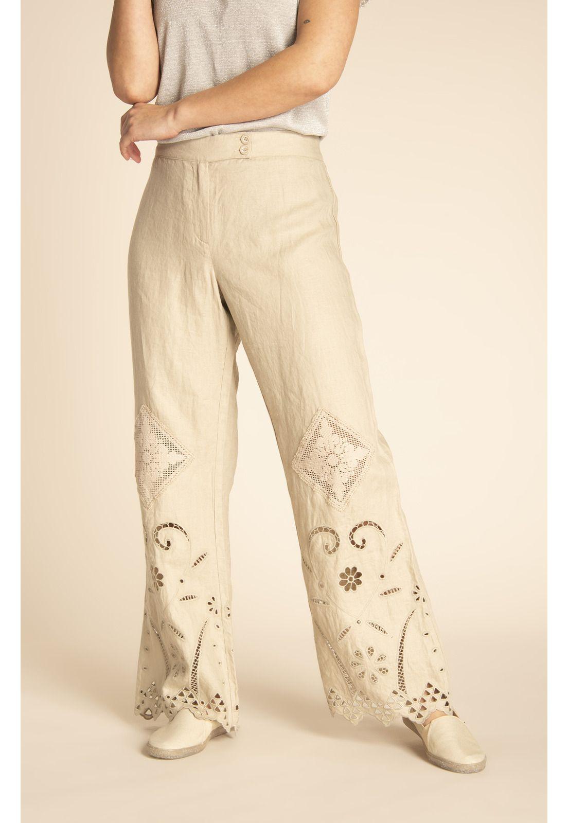 Pantalón Lino Orgánico Mujer Akina Arena-5