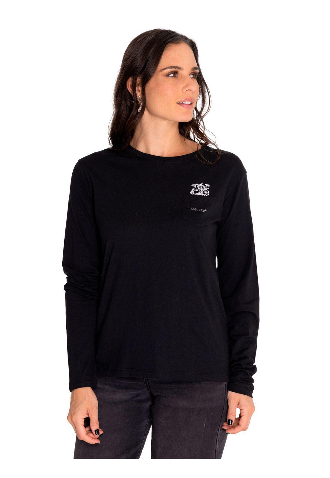Polera Manga Larga Mujer Sketch Floral Negro-0