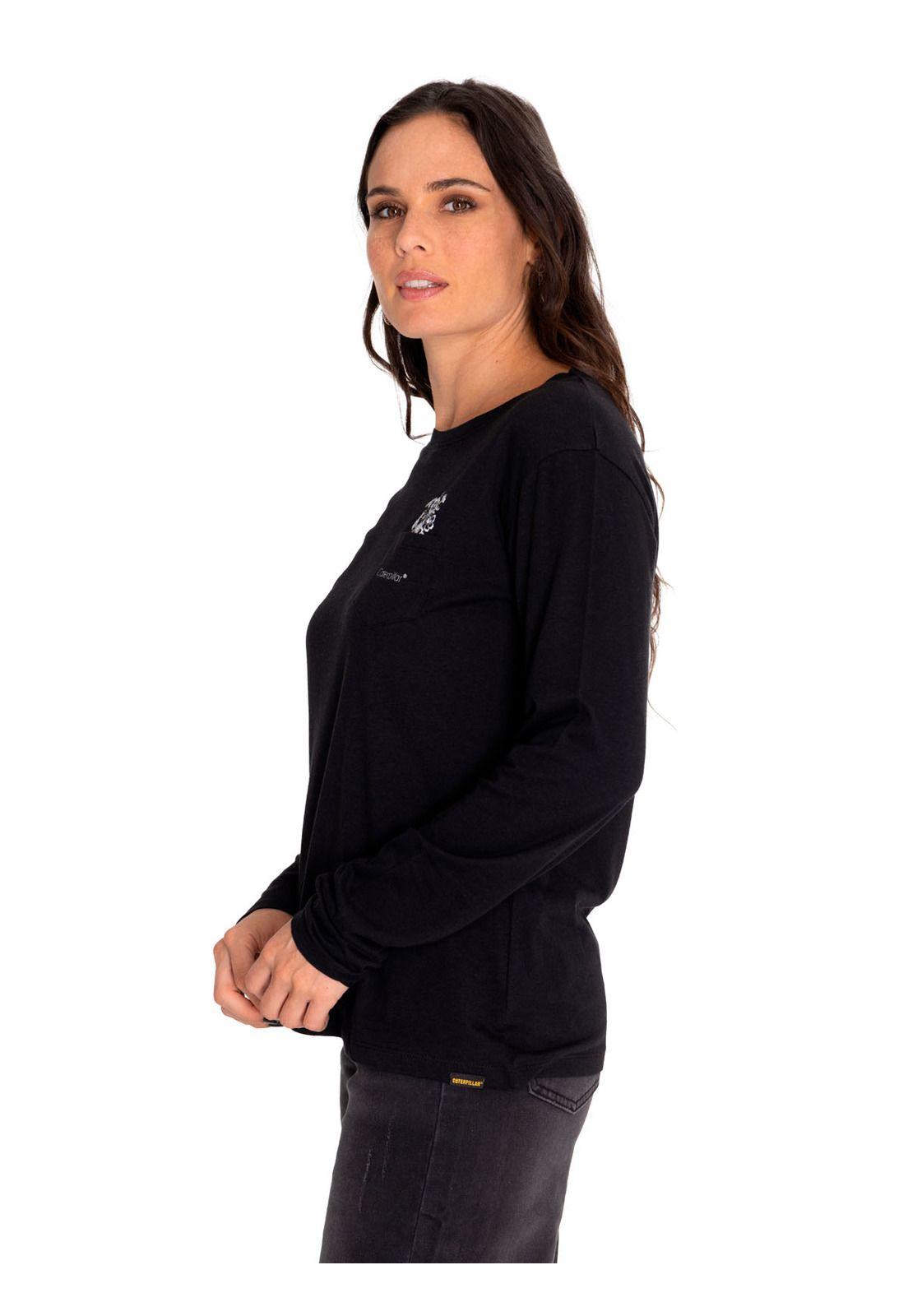 Polera Manga Larga Mujer Sketch Floral Negro-1
