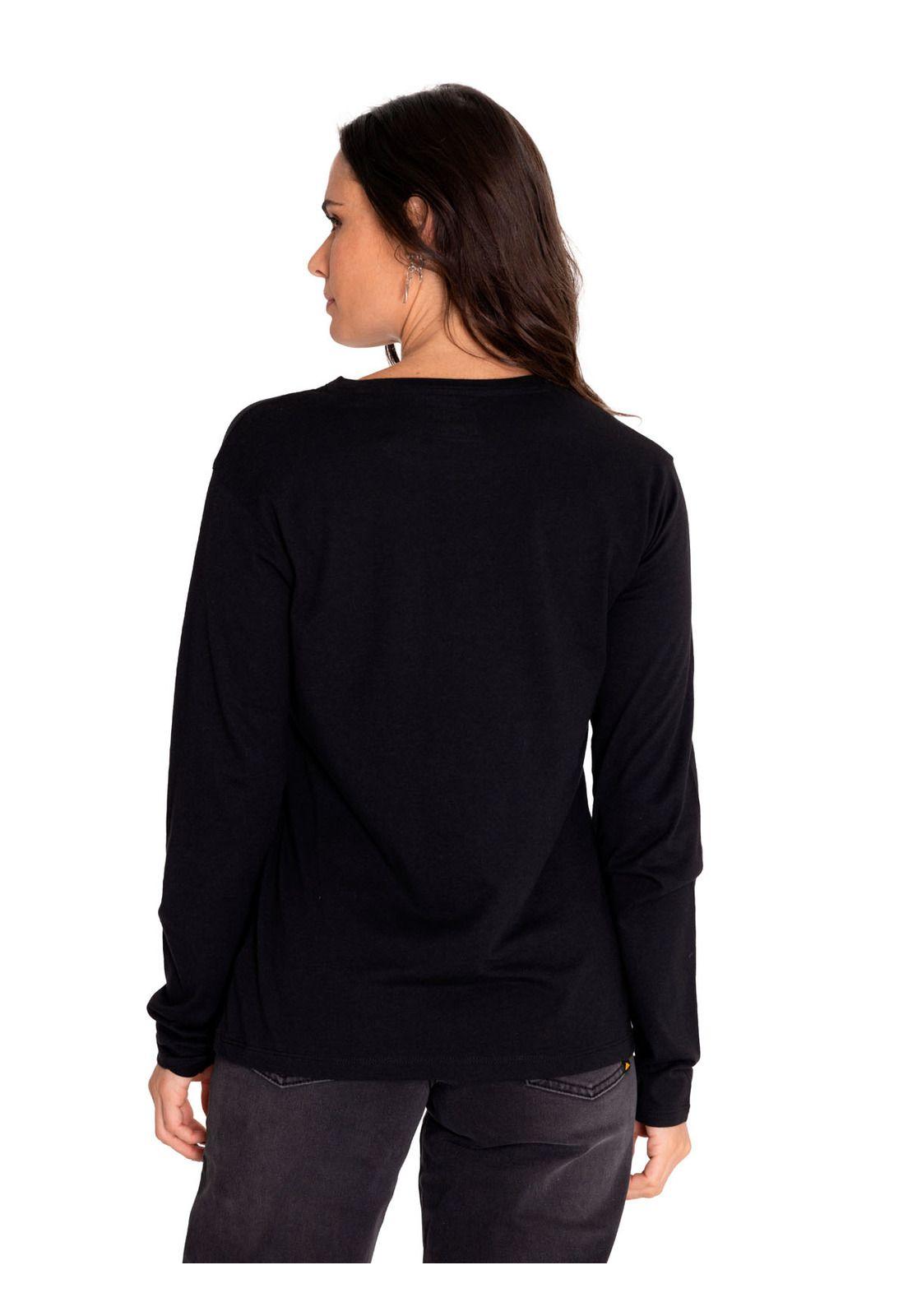 Polera Manga Larga Mujer Sketch Floral Negro-3