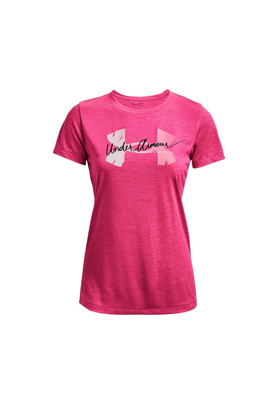 Polera Mujer Tech Twist Script Logoc Rosa-0