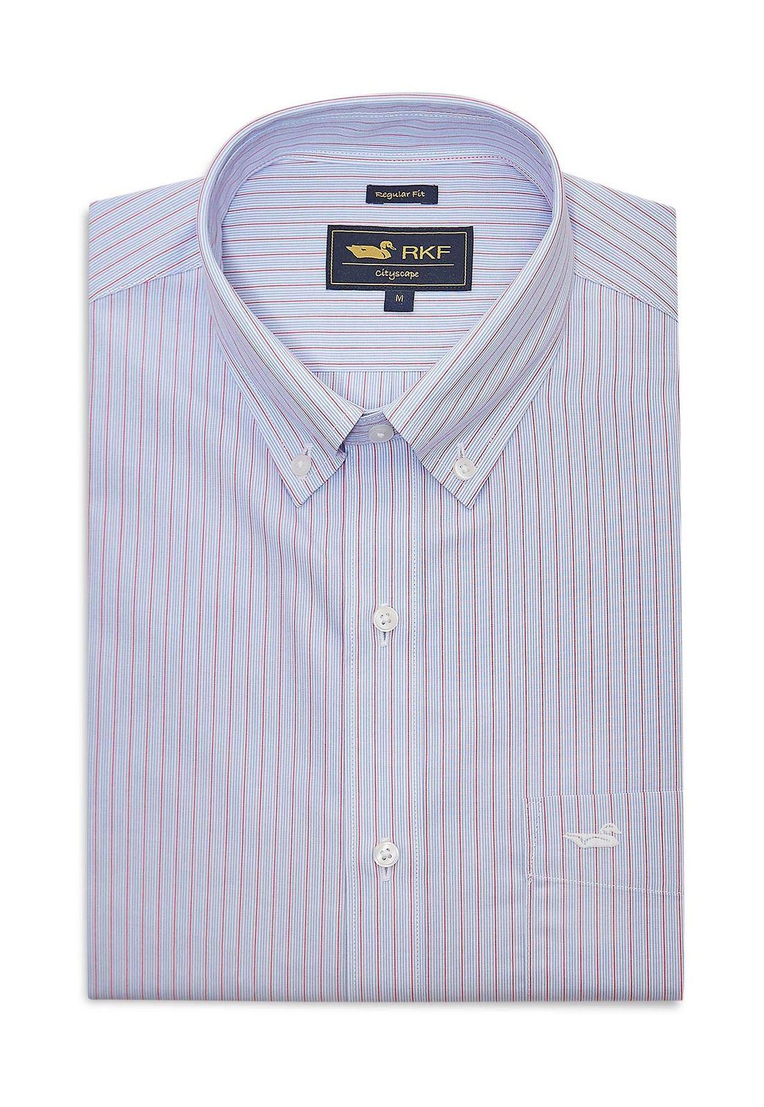 Camisa Libre de Arrugas Algodón Hombre Azul-0