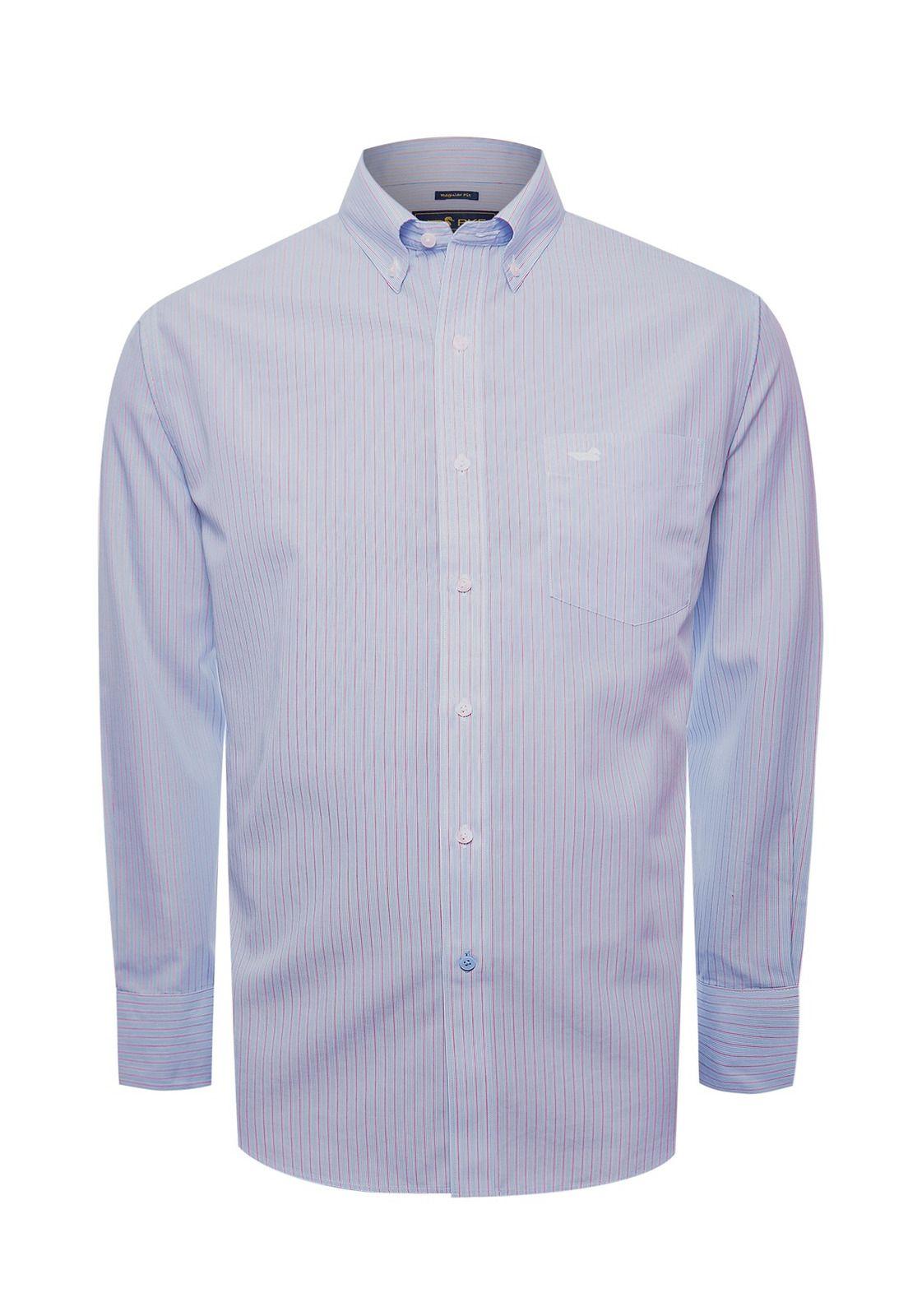 Camisa Libre de Arrugas Algodón Hombre Azul-1
