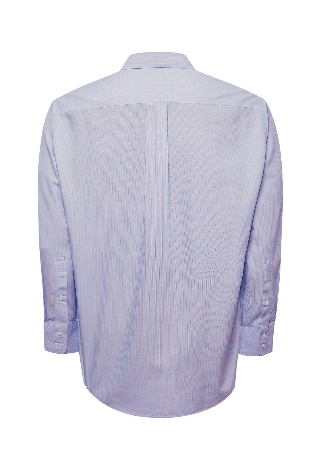 Camisa Libre de Arrugas Algodón Hombre Azul-3