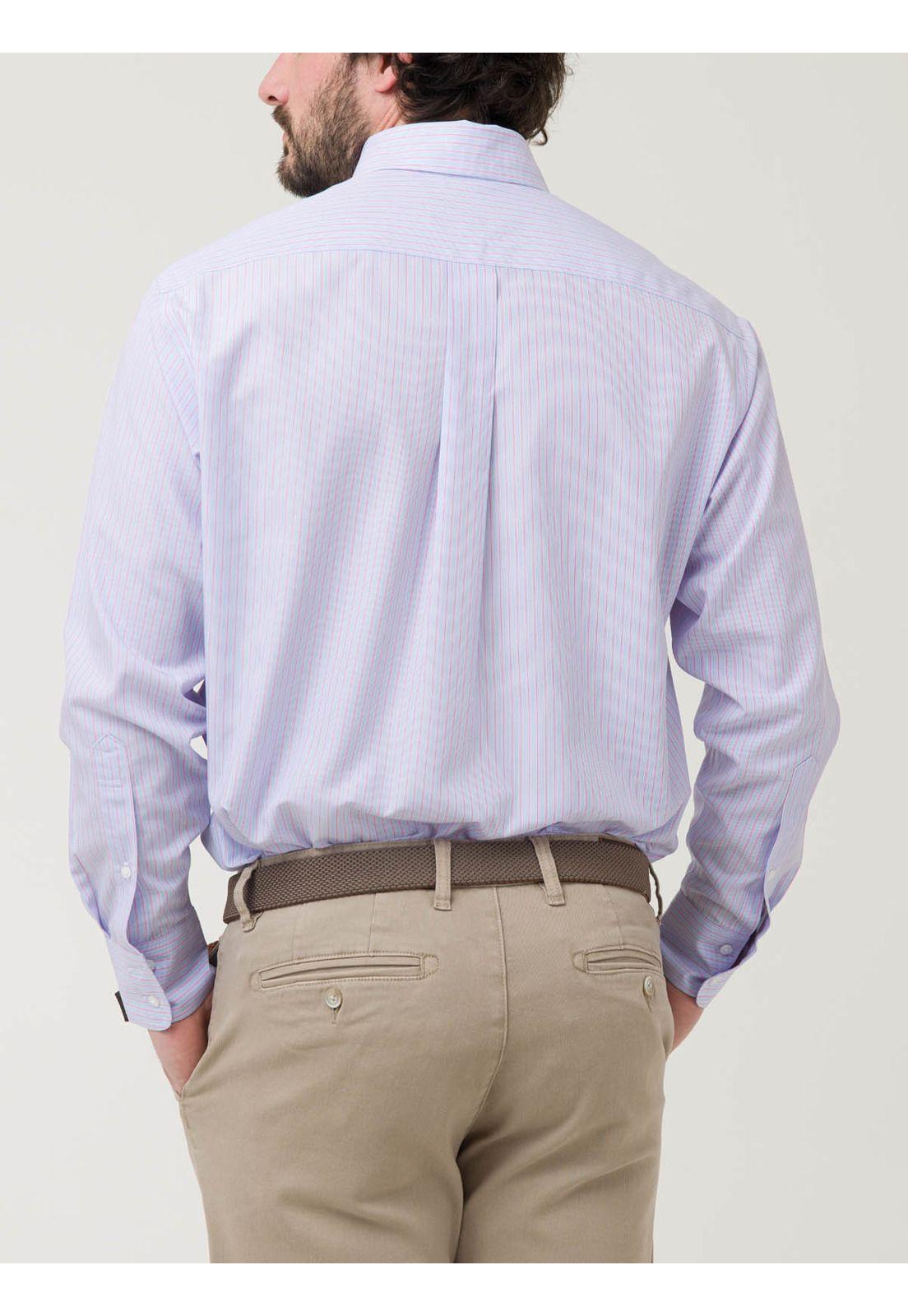 Camisa Libre de Arrugas Algodón Hombre Azul-6