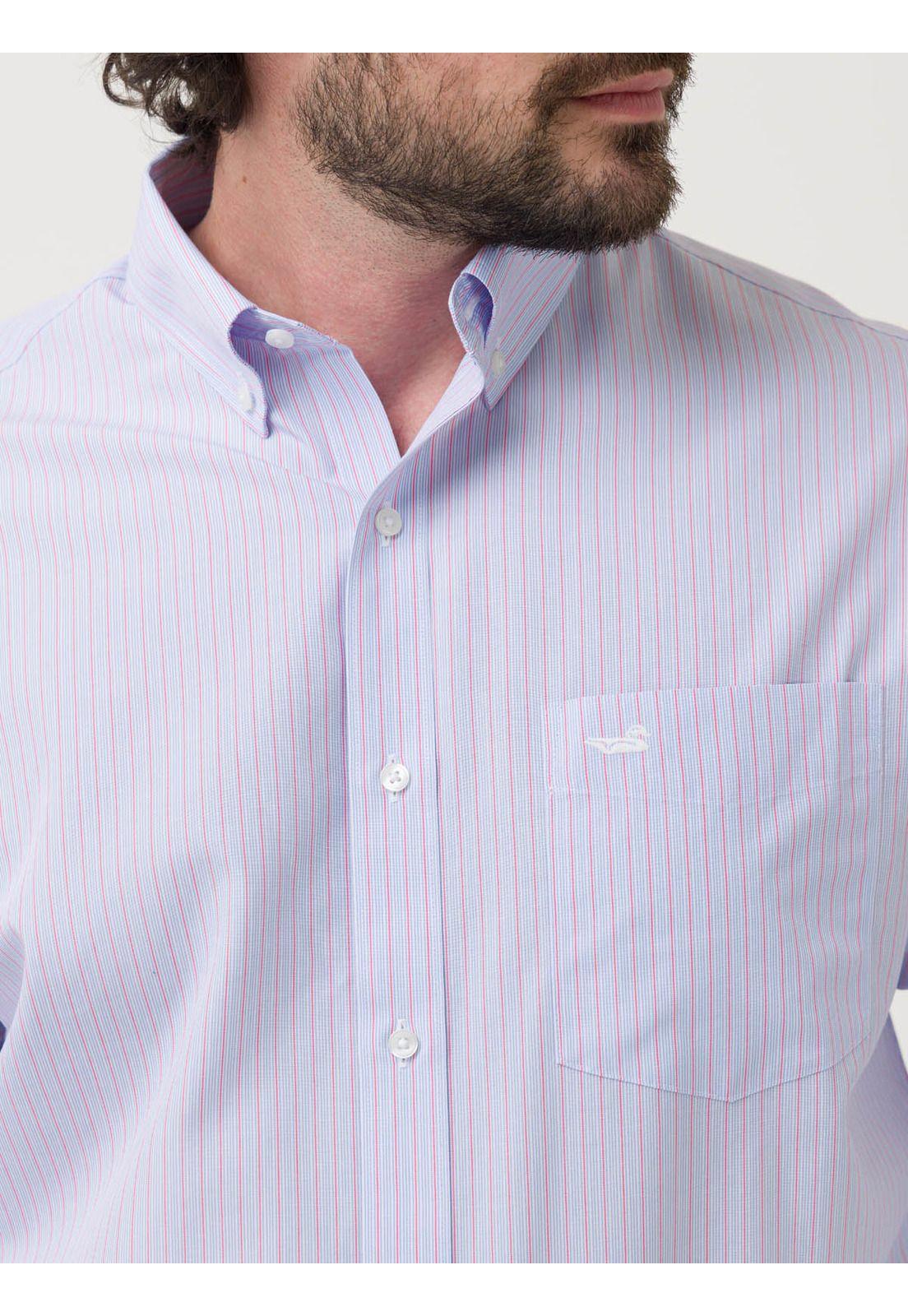Camisa Libre de Arrugas Algodón Hombre Azul-7