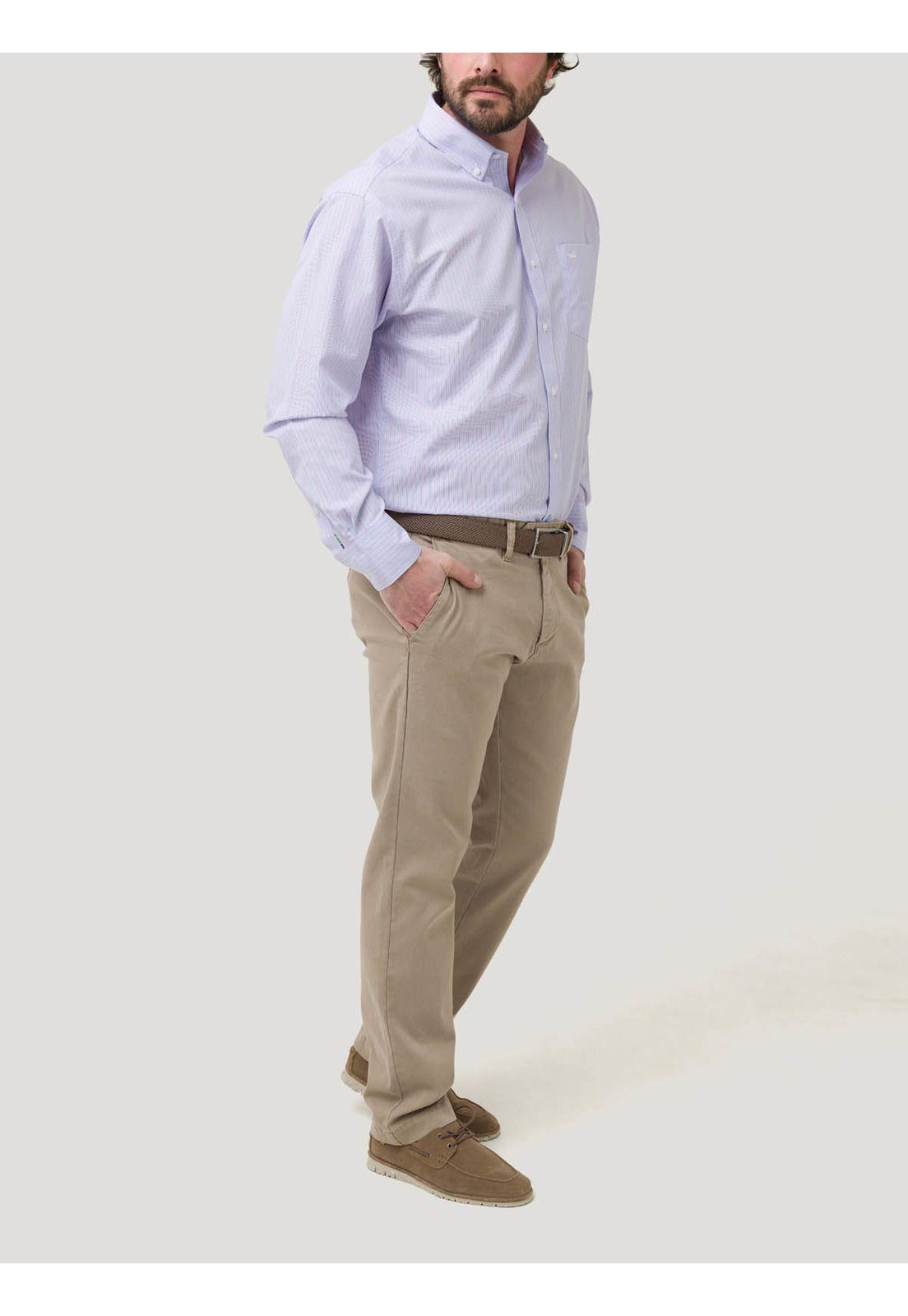 Camisa Libre de Arrugas Algodón Hombre Azul-9