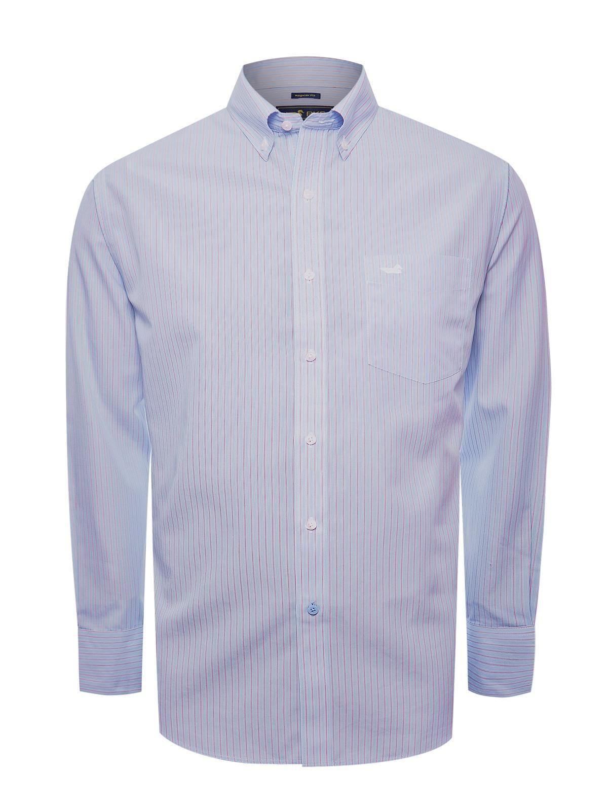 Camisa Libre de Arrugas Algodón Hombre Azul-1