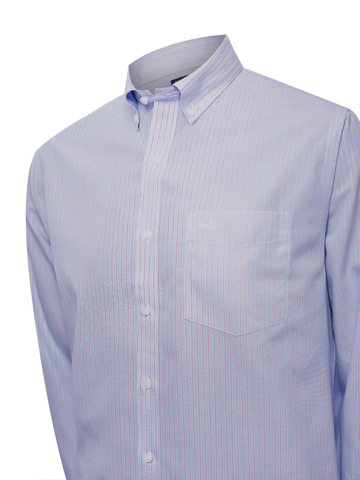 Camisa Libre de Arrugas Algodón Hombre Azul-4