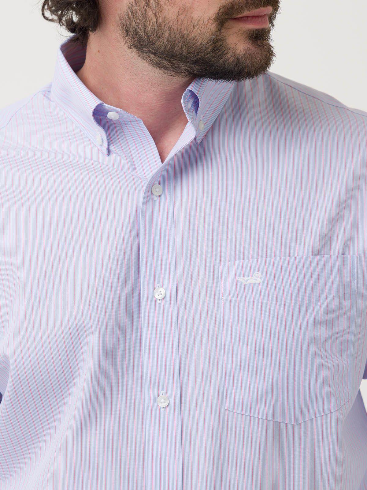 Camisa Libre de Arrugas Algodón Hombre Azul-7