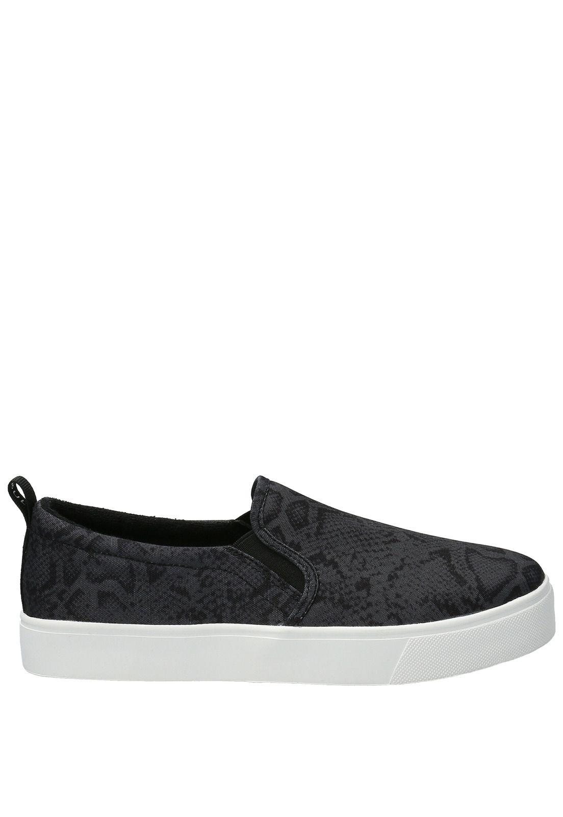 Zapatilla Mujer Animal Print Slip On Negro-1