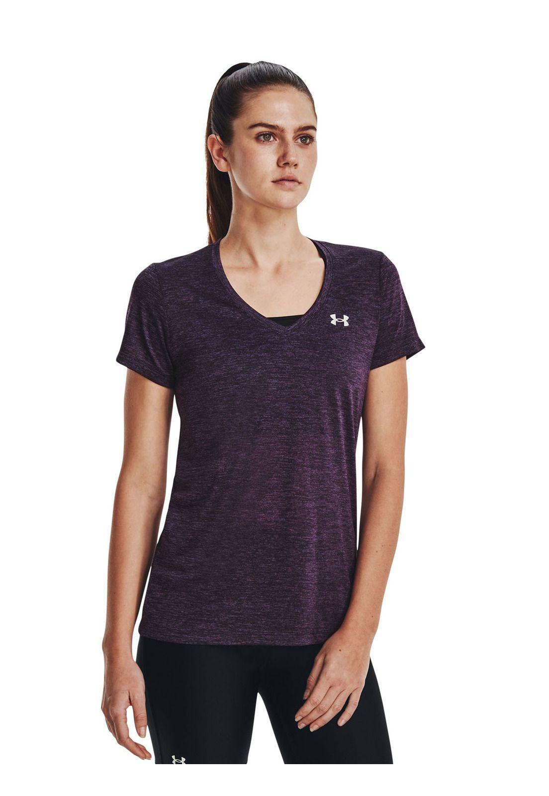 Polera manga corta Tech para mujer Morado-3