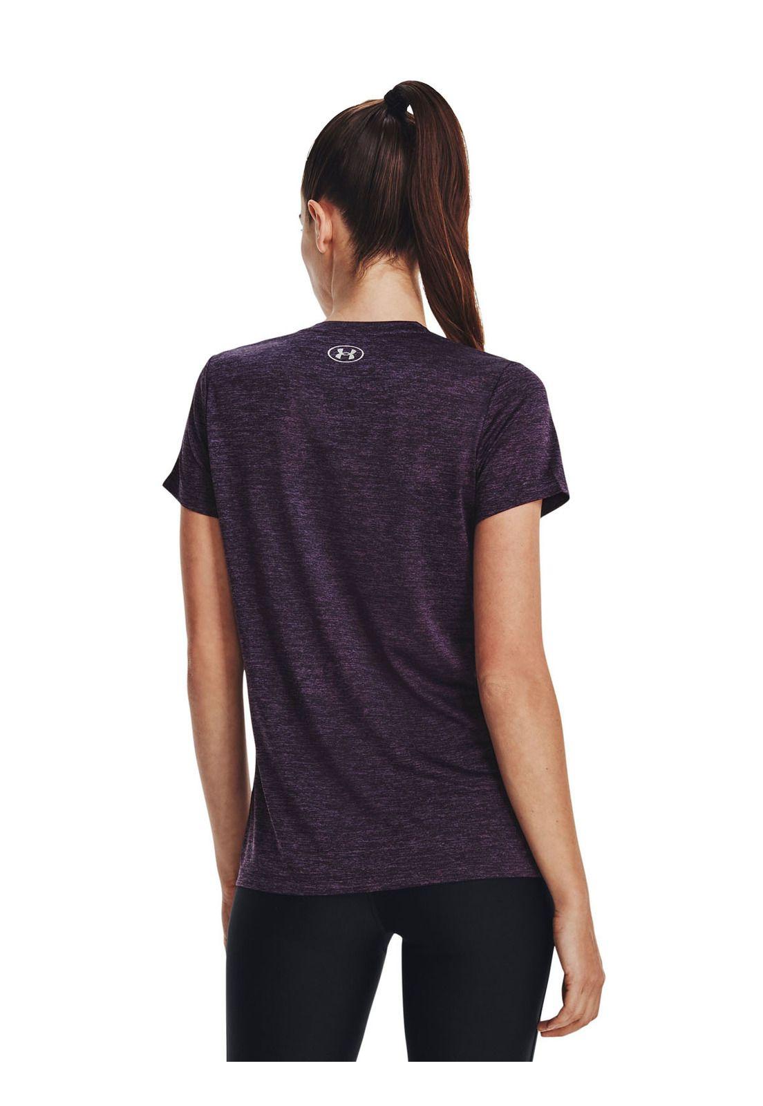 Polera manga corta Tech para mujer Morado-4