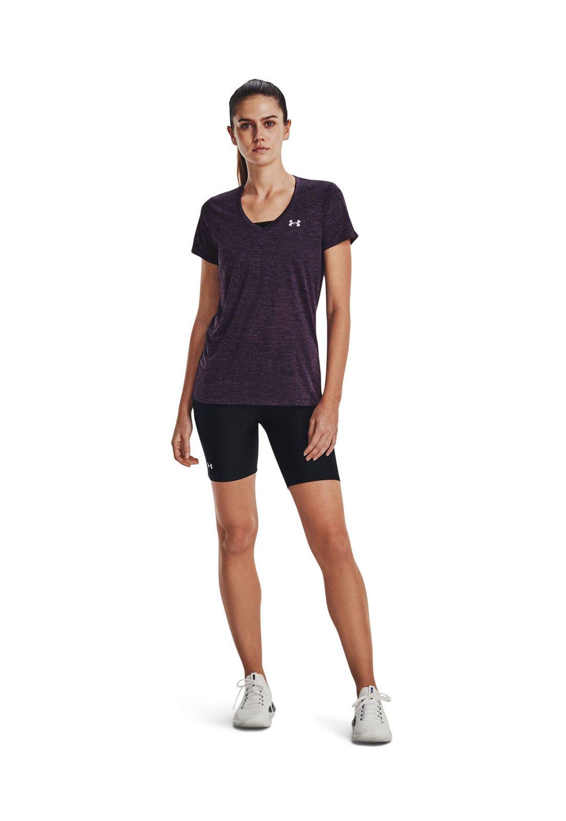 Polera manga corta Tech para mujer Morado-5