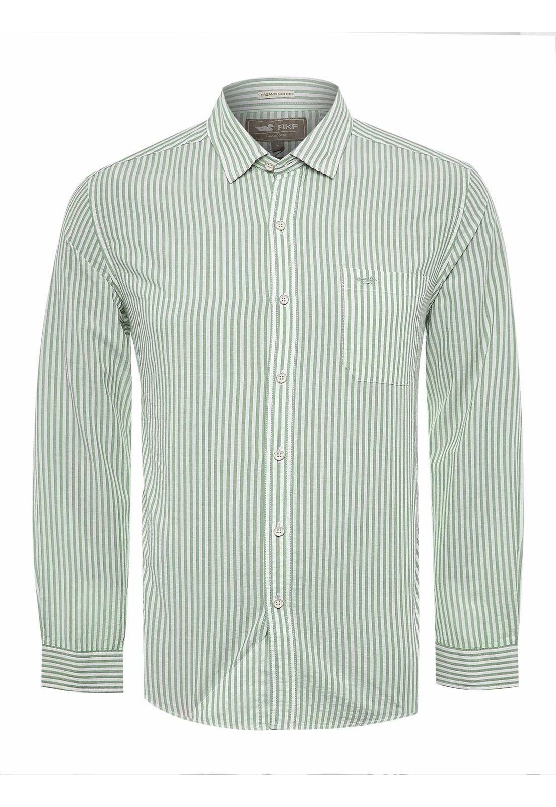 Camisa Algodón Orgánico Hombre Raya Verde-0