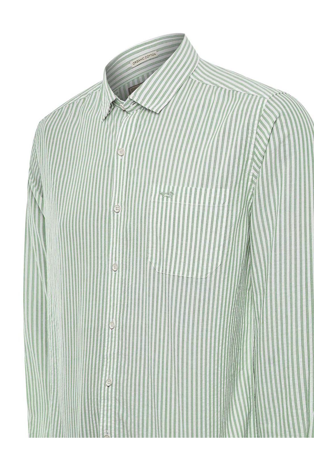 Camisa Algodón Orgánico Hombre Raya Verde-3