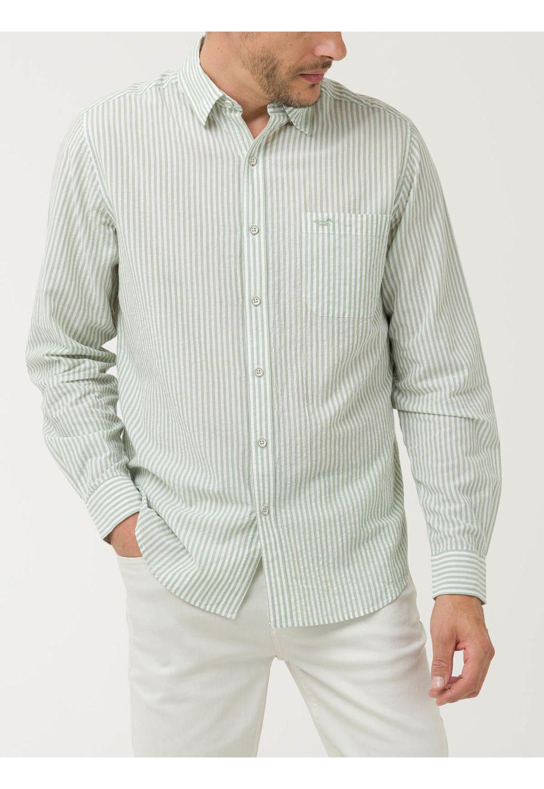 Camisa Algodón Orgánico Hombre Raya Verde-4