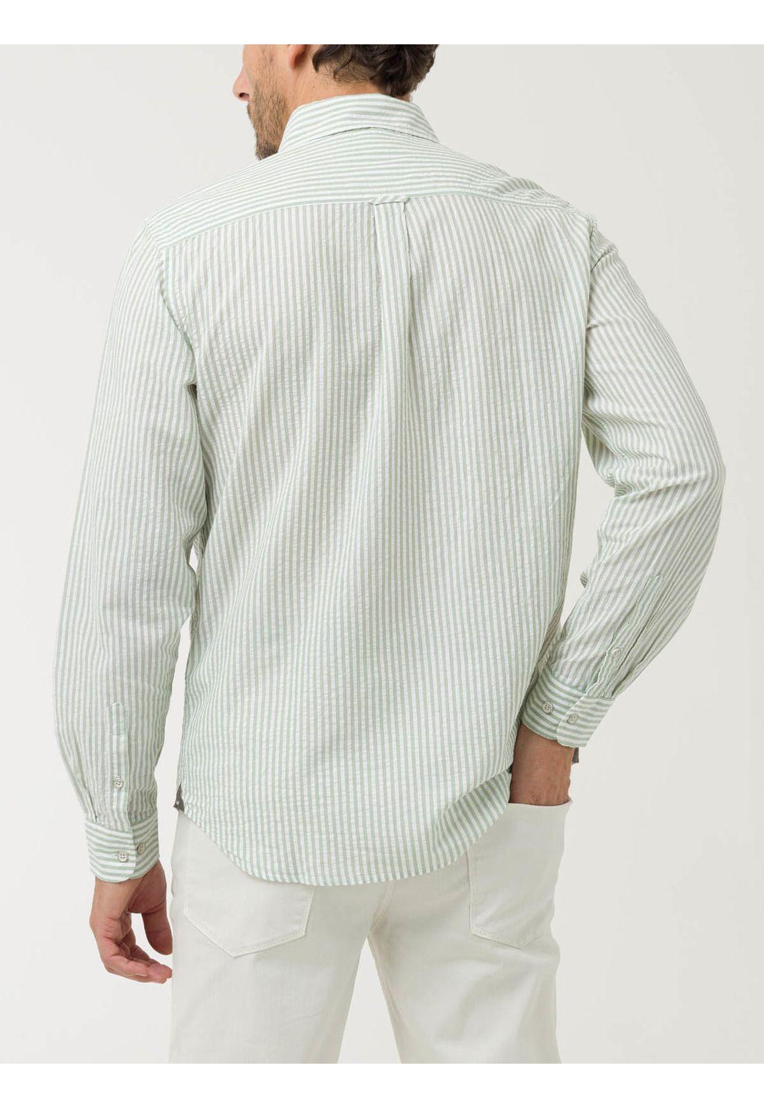 Camisa Algodón Orgánico Hombre Raya Verde-5