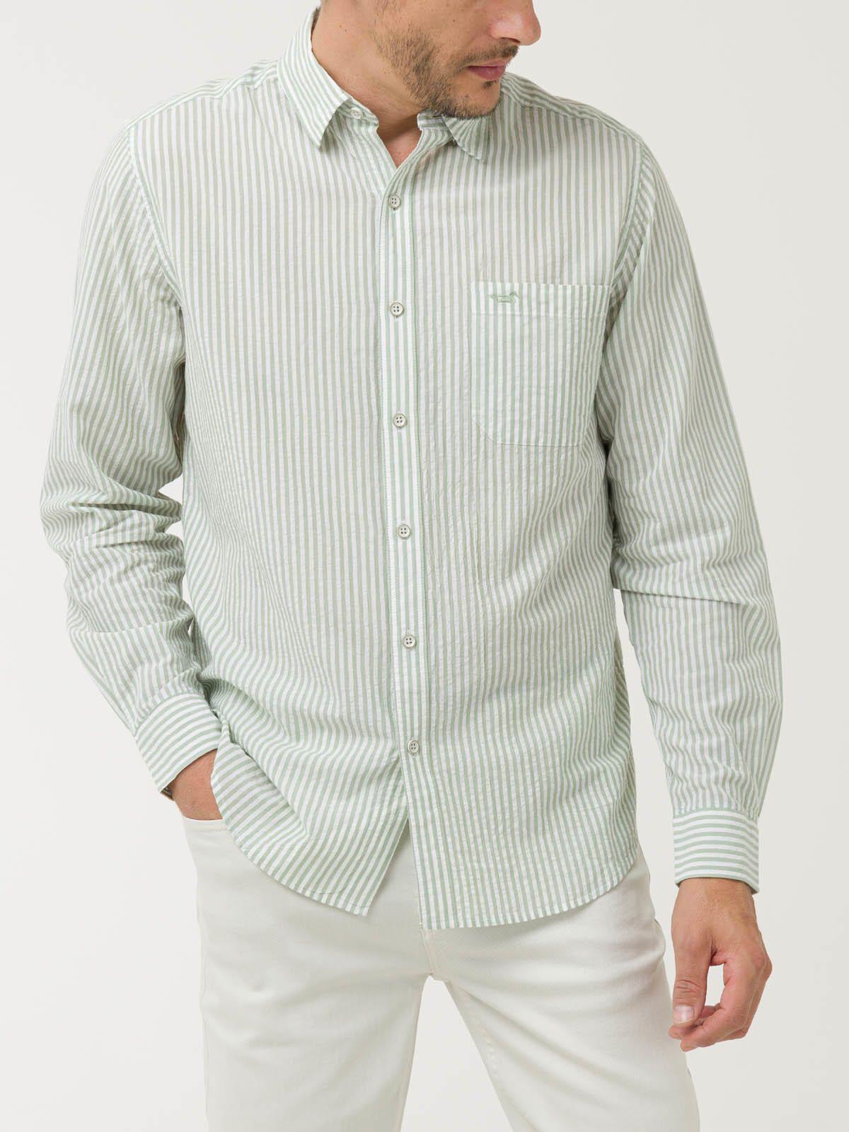 Camisa Algodón Orgánico Hombre Raya Verde-4