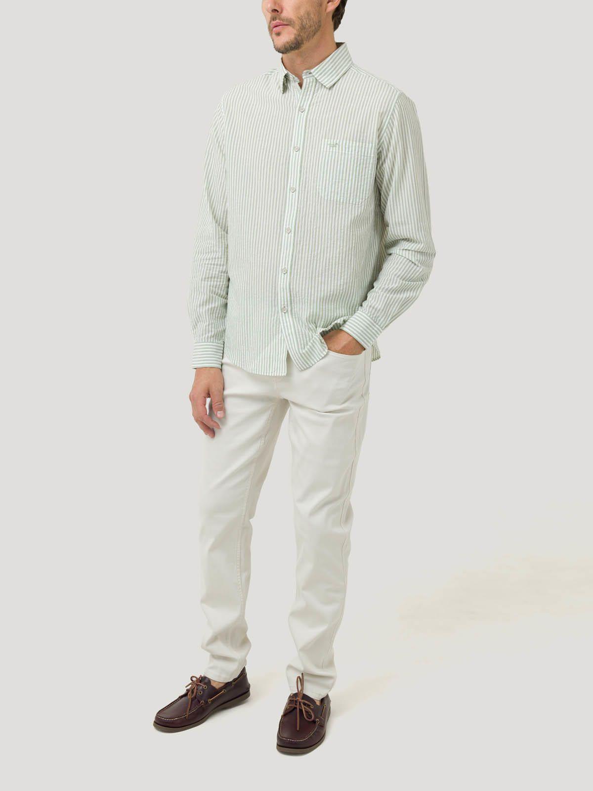 Camisa Algodón Orgánico Hombre Raya Verde-7