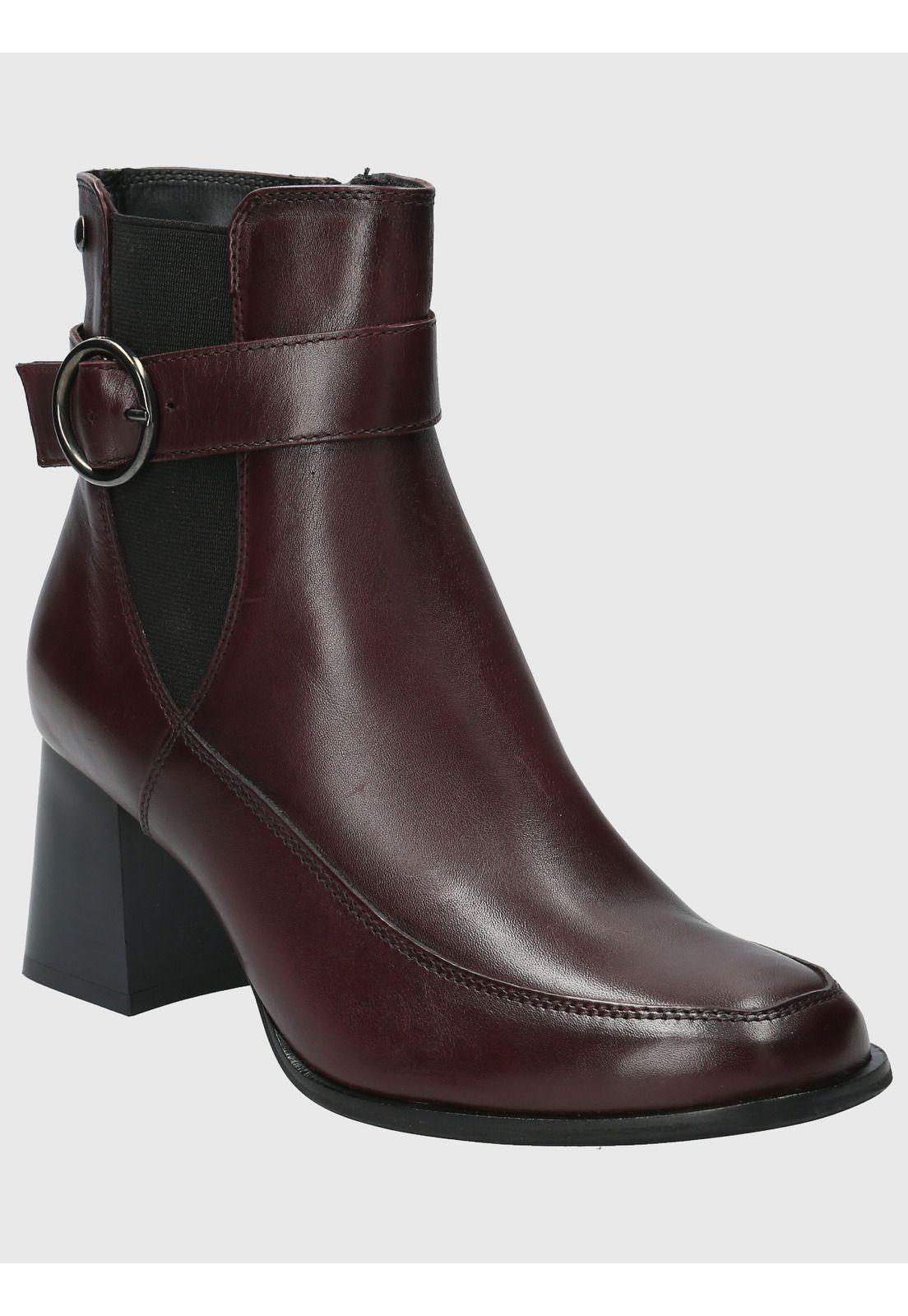 Botin Cuero Mujer Denhall Rojo-0