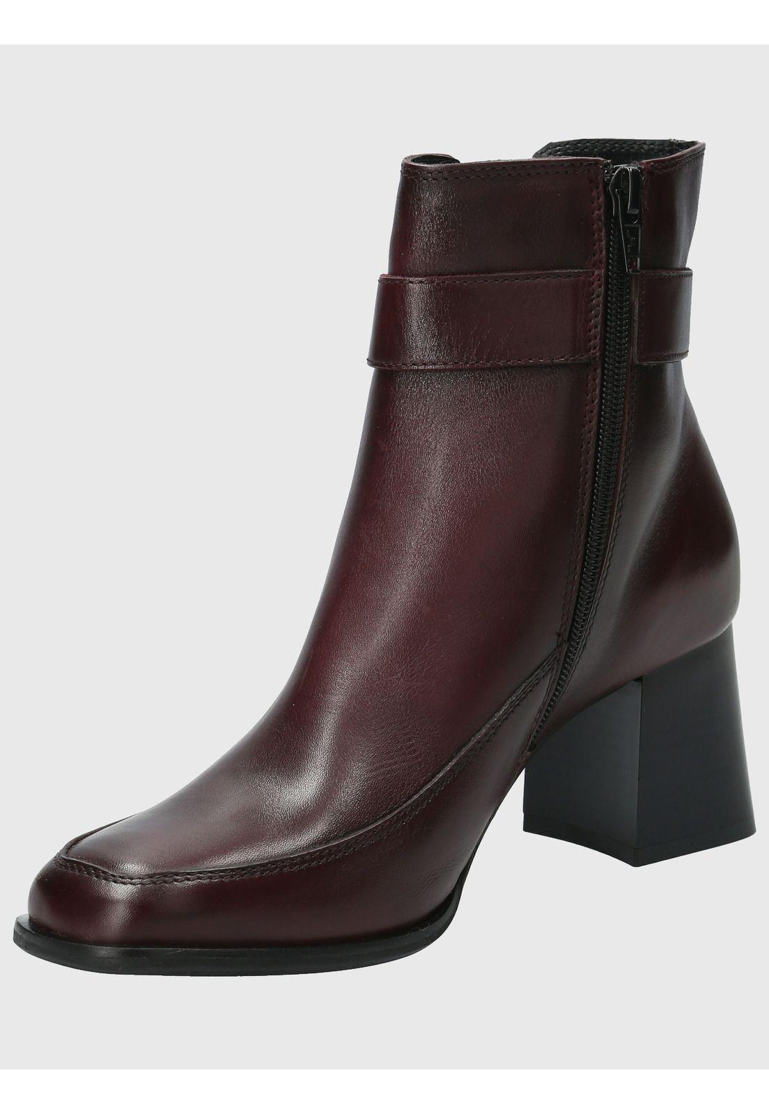 Botin Cuero Mujer Denhall Rojo-4