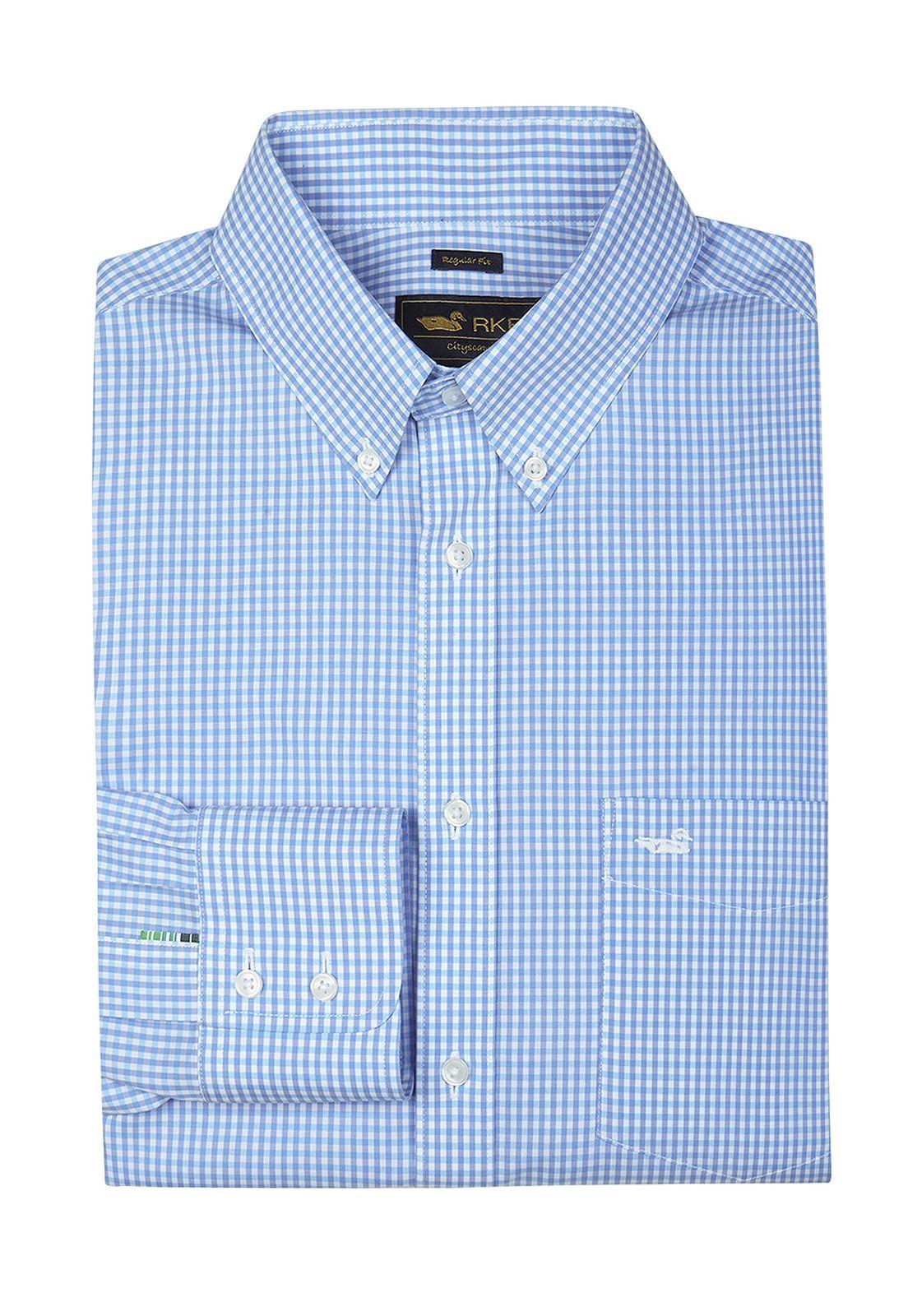 Camisa Libre de Arrugas Azul Cielo WF Hombre -0