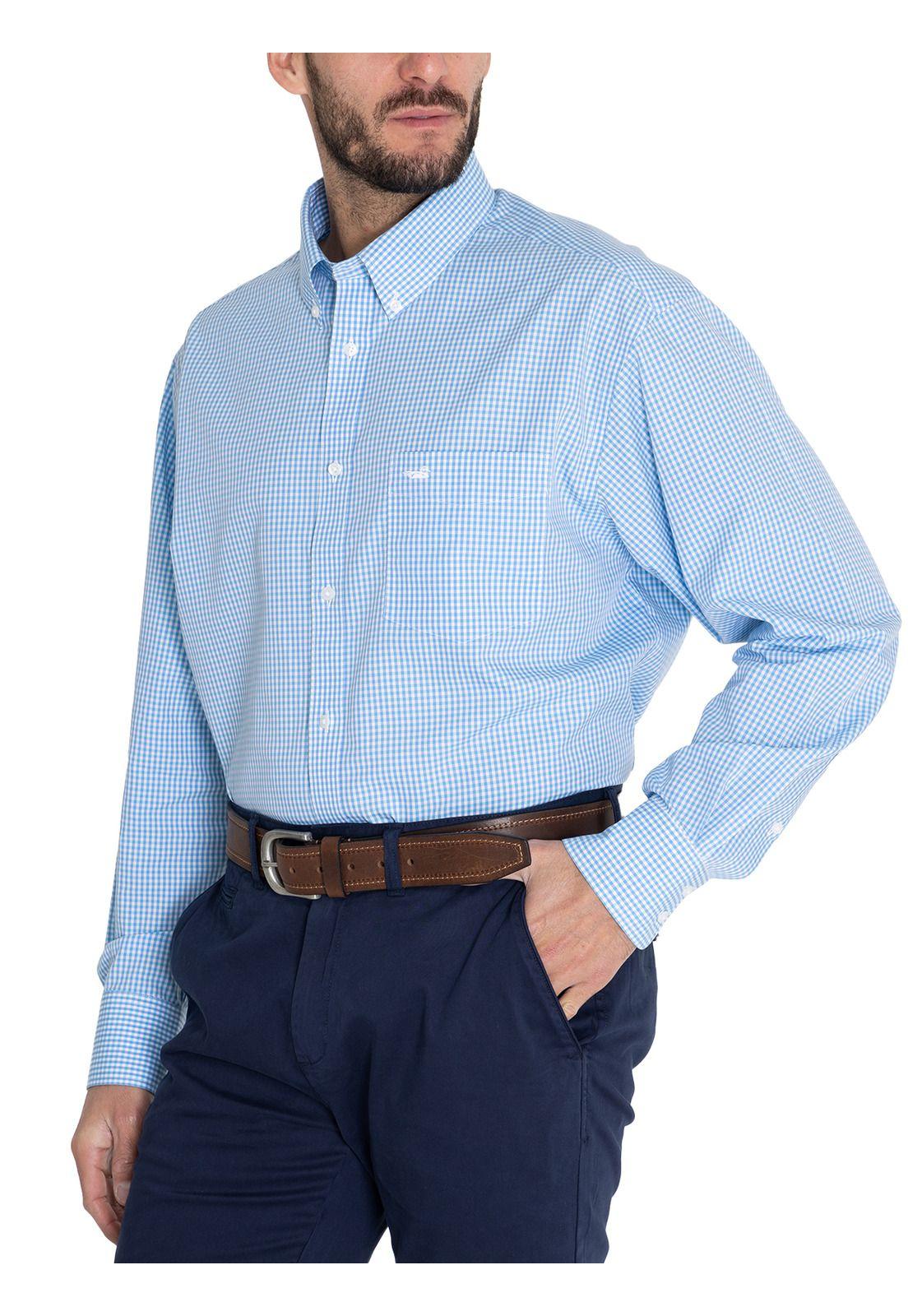 Camisa Libre de Arrugas Azul Cielo WF Hombre -5