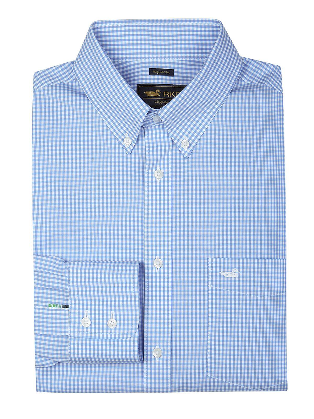 Camisa Libre de Arrugas Azul Cielo WF Hombre -0