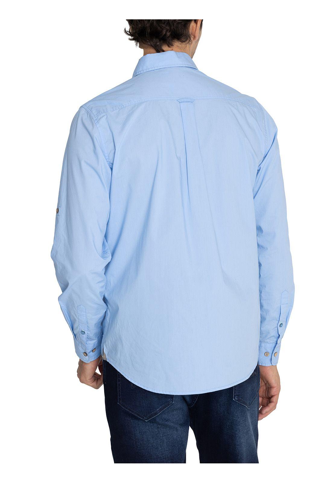Camisa Algodón Orgánico Celeste Galiton Hombre -8