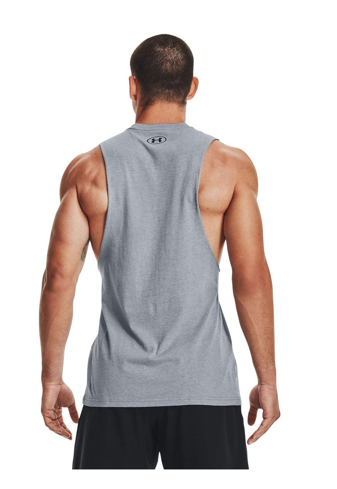 Polera sin mangas UA Leftchest hombre GRIS-4