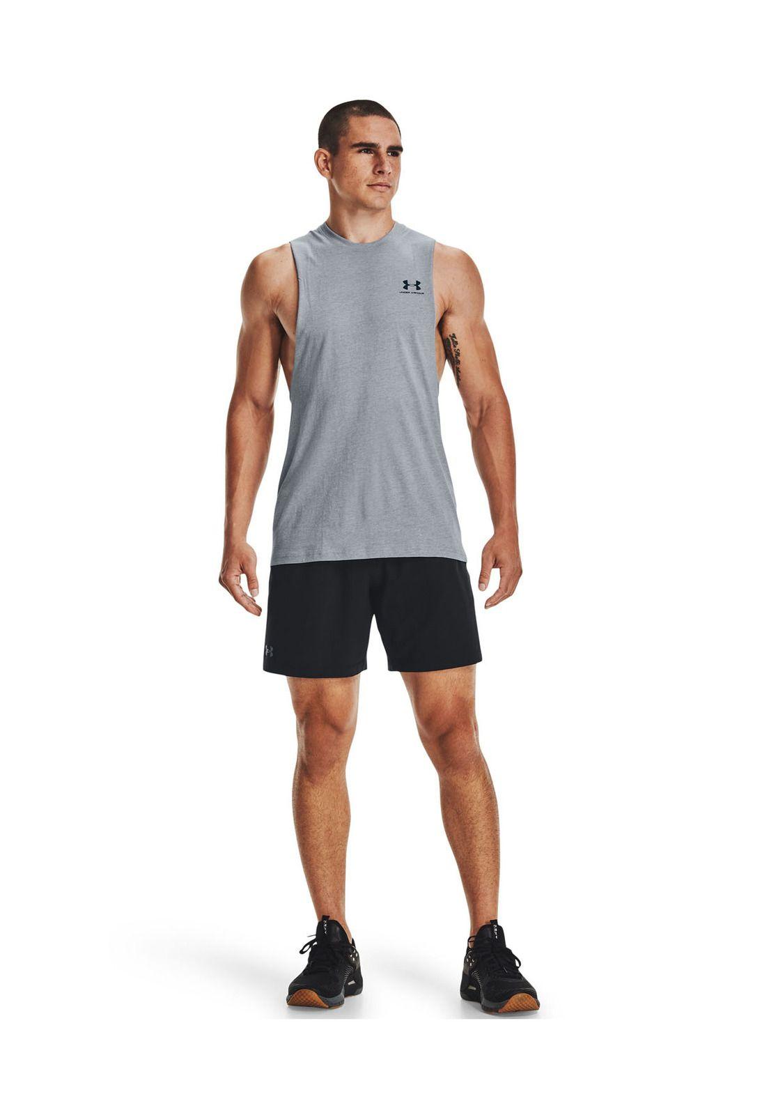 Polera sin mangas UA Leftchest hombre GRIS-5