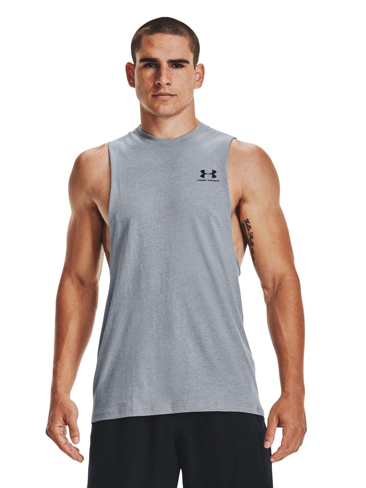 Polera sin mangas UA Leftchest hombre GRIS-3