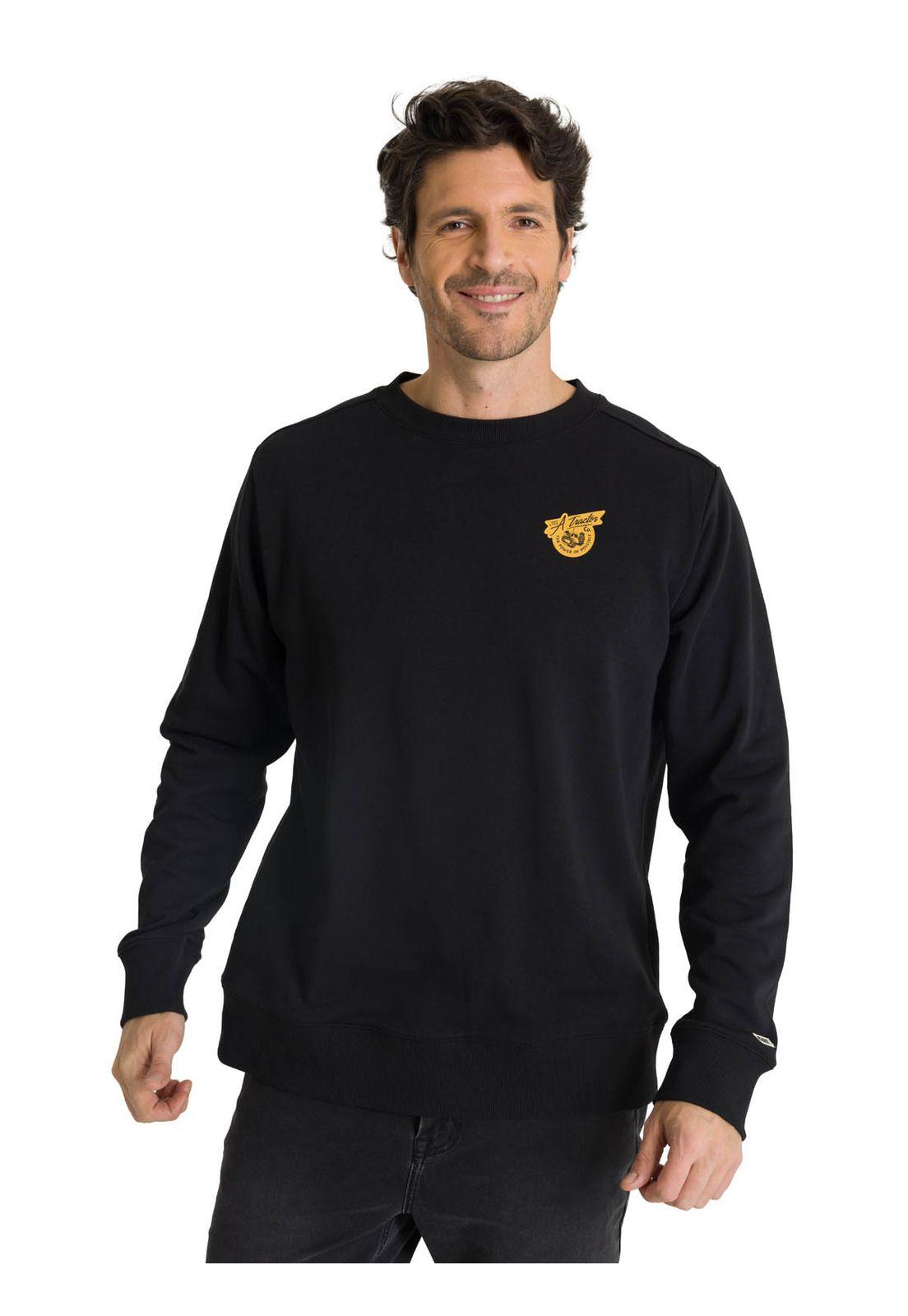 Polerón Crewneck Hombre Diseño French Terry Negro-0