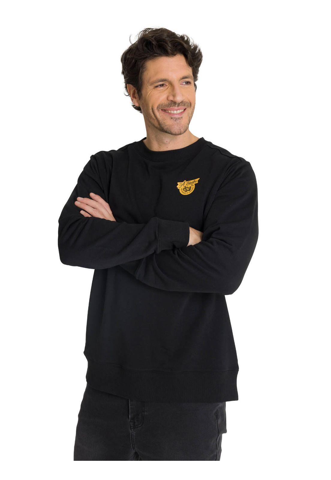 Polerón Crewneck Hombre Diseño French Terry Negro-1