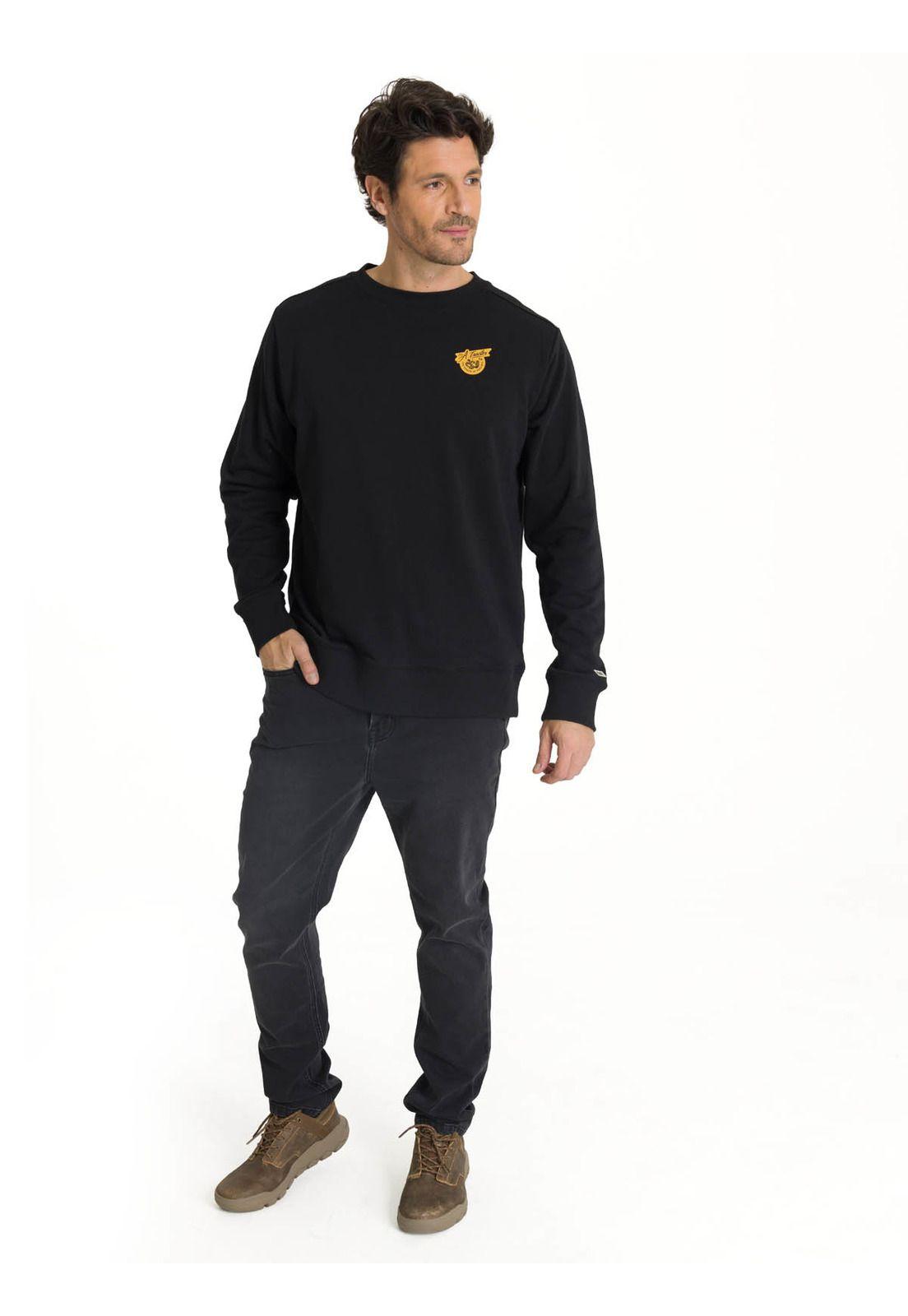 Polerón Crewneck Hombre Diseño French Terry Negro-5