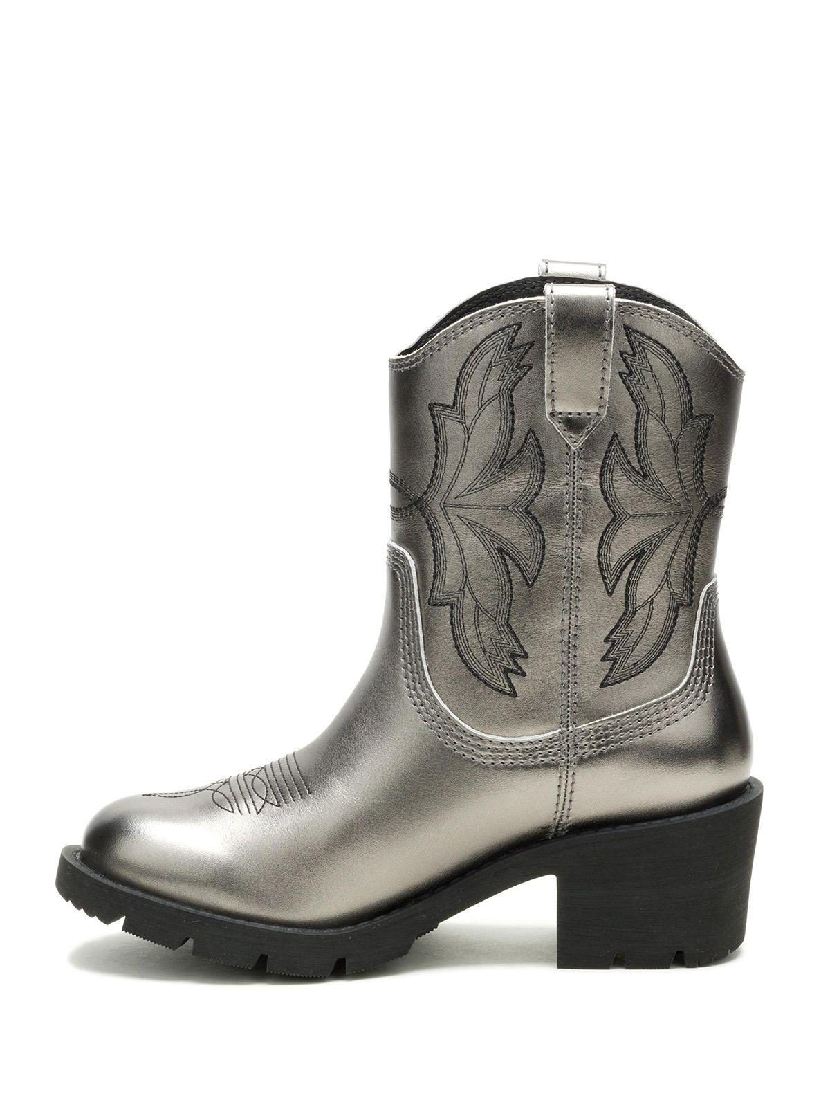 Bota Cuero Mujer Rewrite Frontier Plateado-3