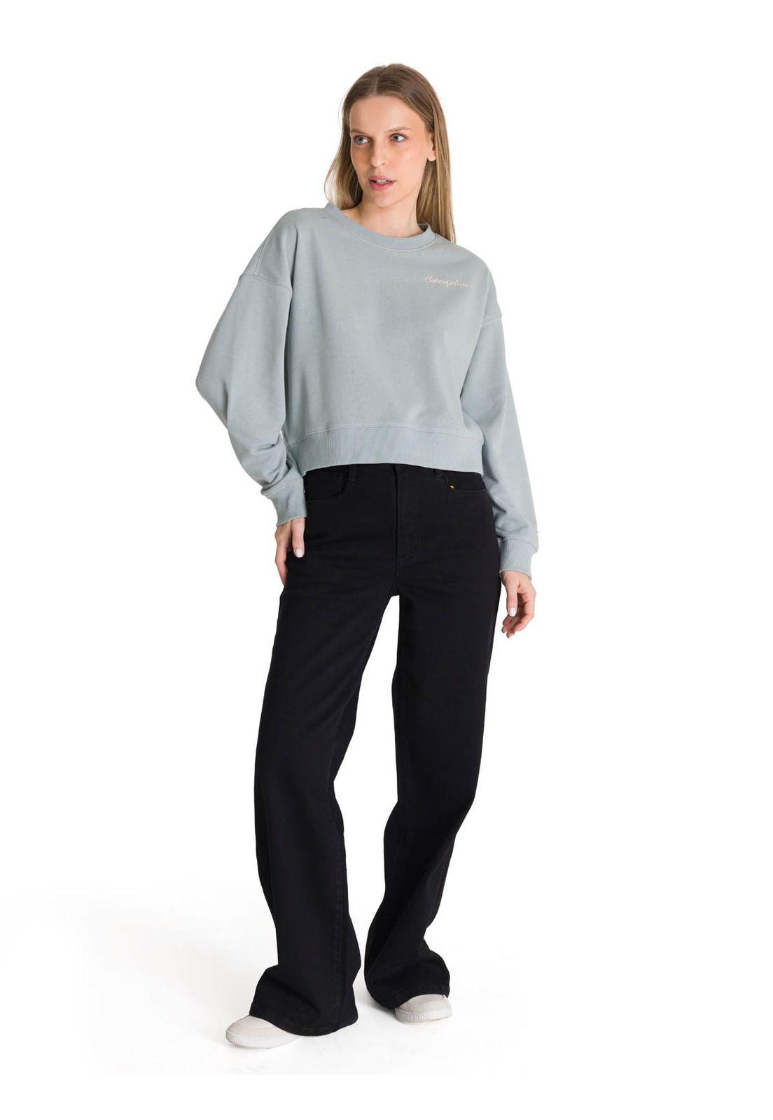 Polerón Crewneck Mujer Relaxed French Terry Celeste-5