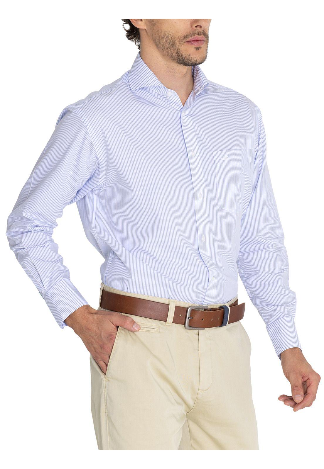 Camisa Cuello Italiano Celeste WF Hombre -6