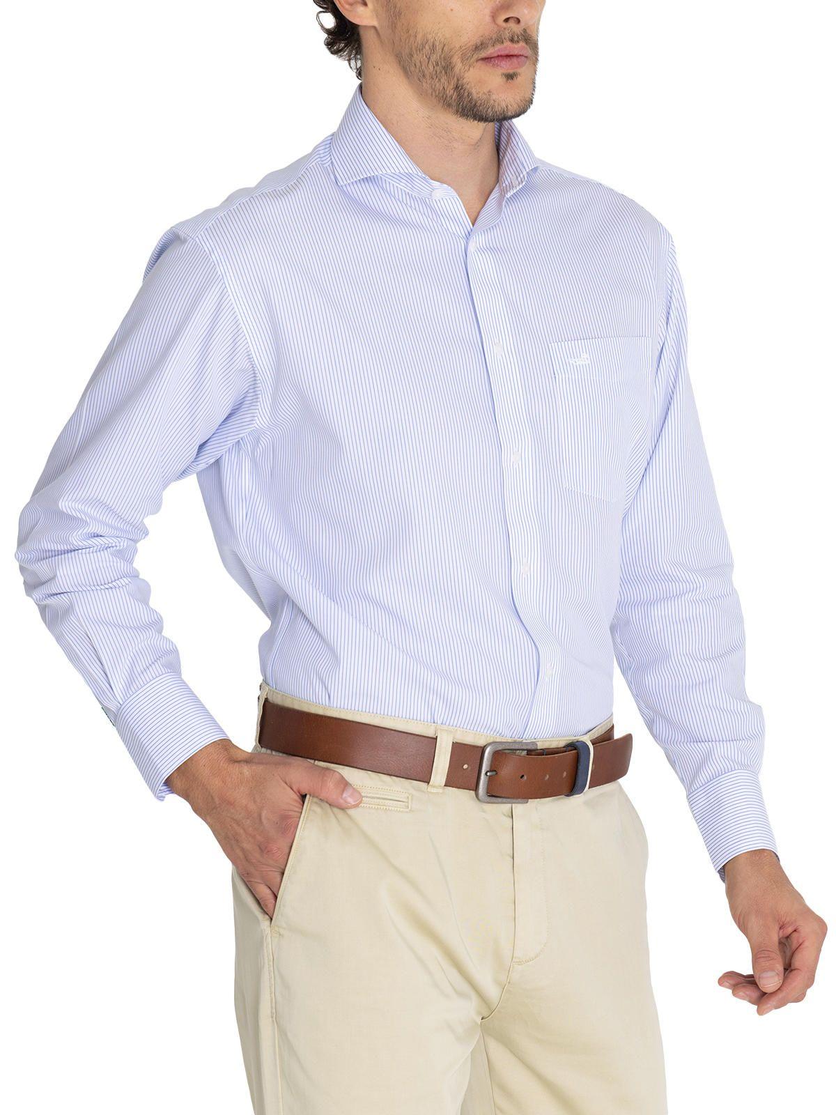 Camisa Cuello Italiano Celeste WF Hombre -6