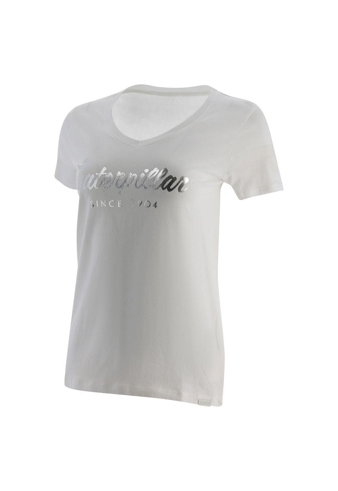 Polera M/C Mujer Logo Script V-Neck Tee Blanco-0