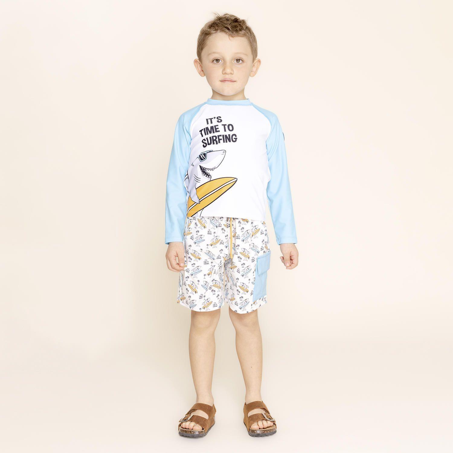 Polera De Agua Niño Aquawild (1-8) Celeste-1
