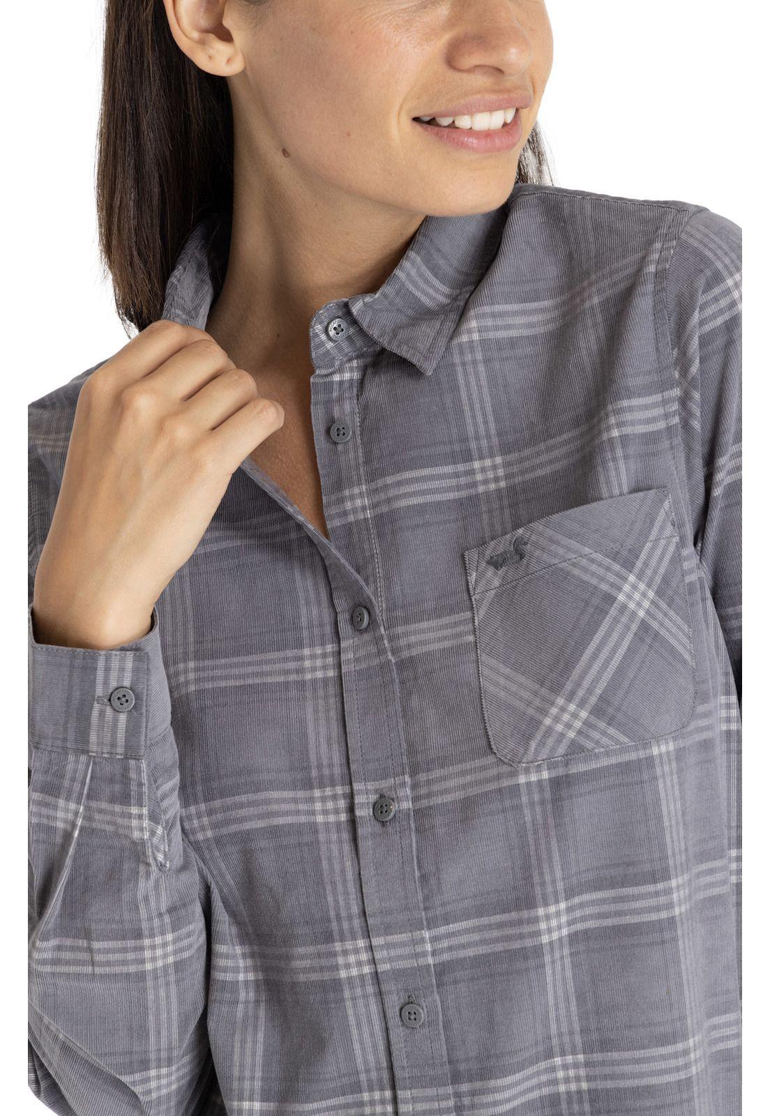 Blusa M/L Mujer Lucia-Tartan Gris Oscuro-6