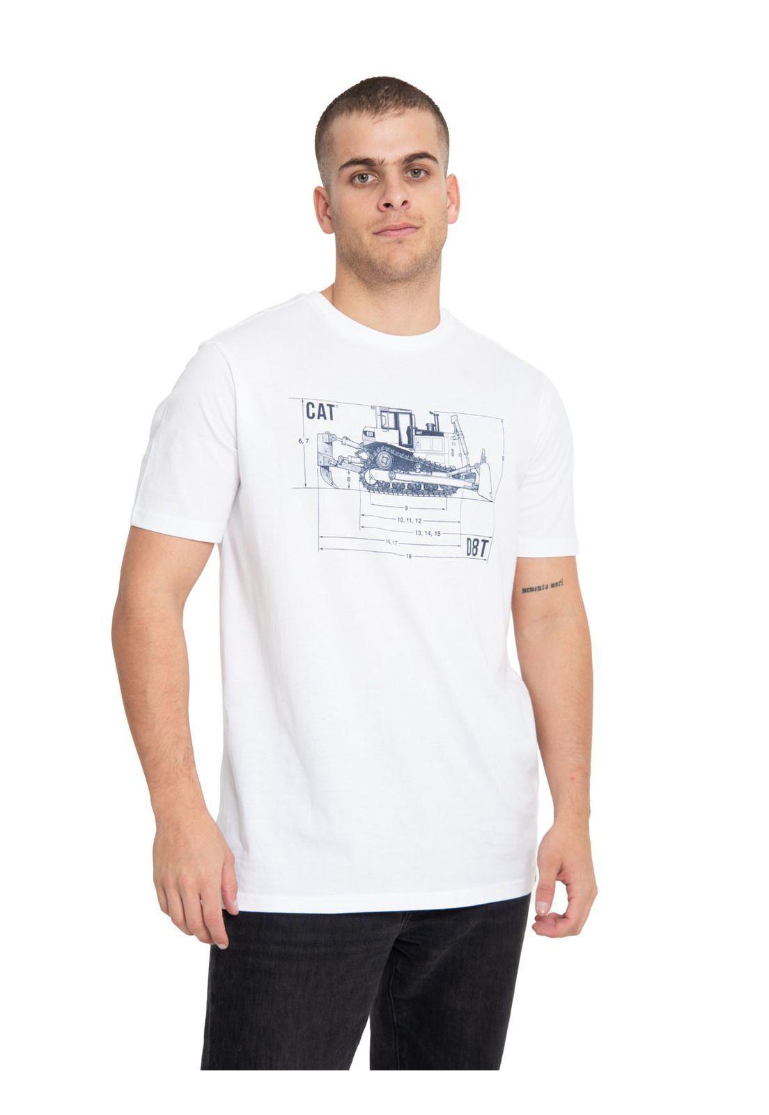Polera Manga Corta Hombre Blue Print Graphic Blanco-0