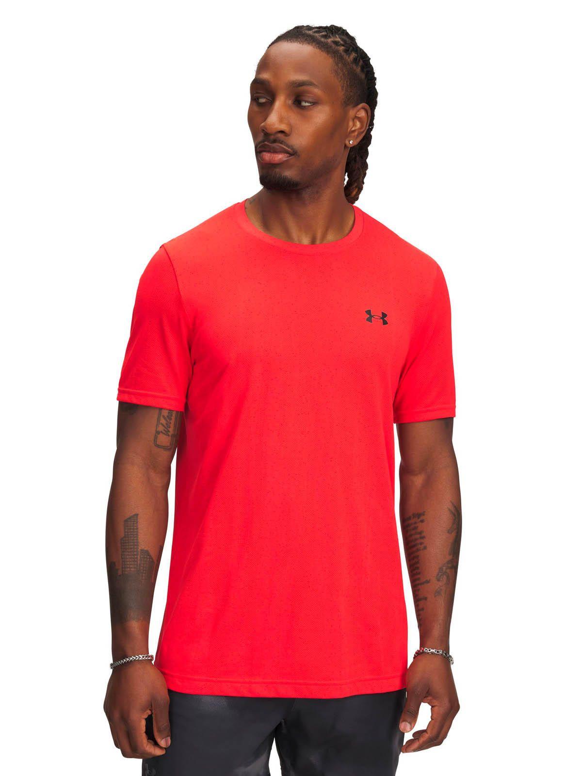 Polera Manga Corta Training para hombre Vanish Seamless rojo -0
