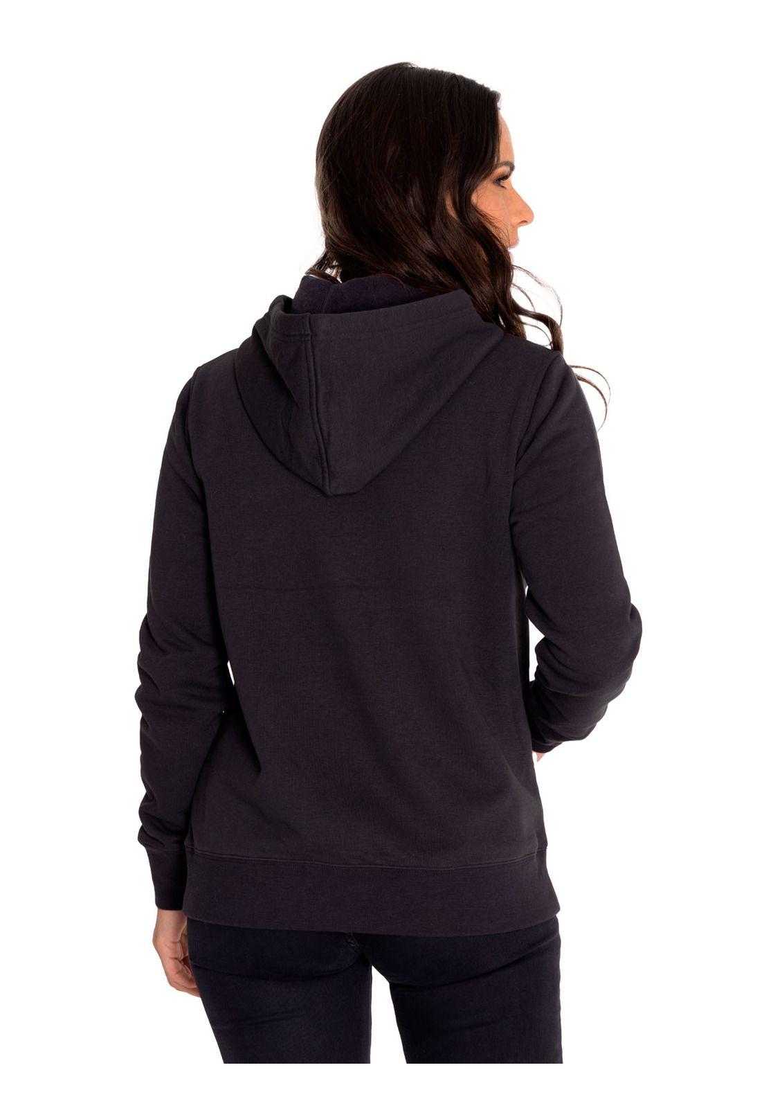 Polerón Mujer Fleece Pullover Hoodie Negro-3
