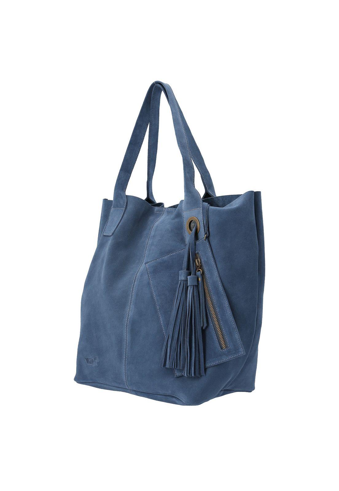 Cartera Cuero Mujer Mary Tote Azul-1